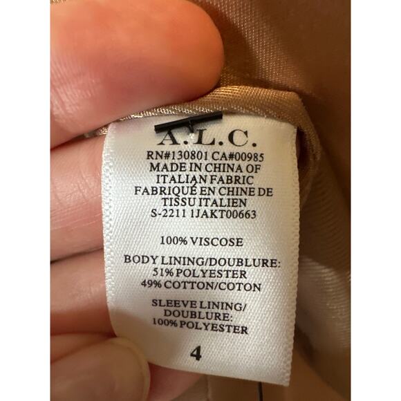 A.L.C. Dakota Satin Blazer in Sirocco Gold NWT Size 4 - Picture 9 of 9